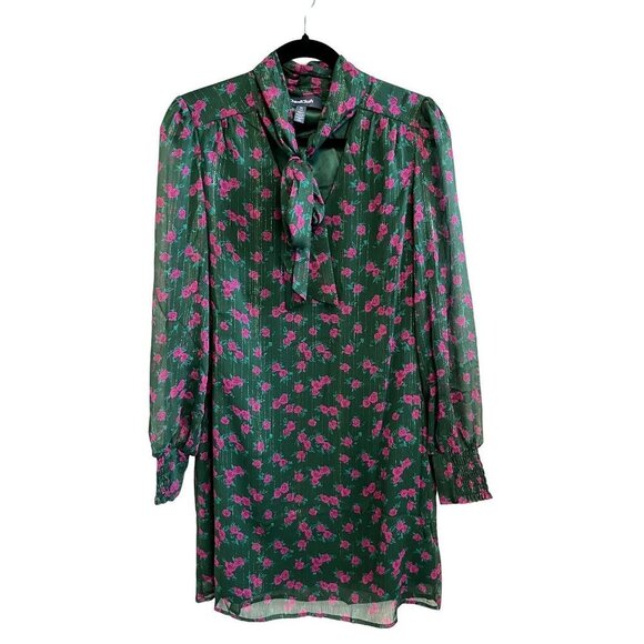 NWT ModCloth Winter-Blooming Roses Green Floral Dress Size M - Picture 5 of 15